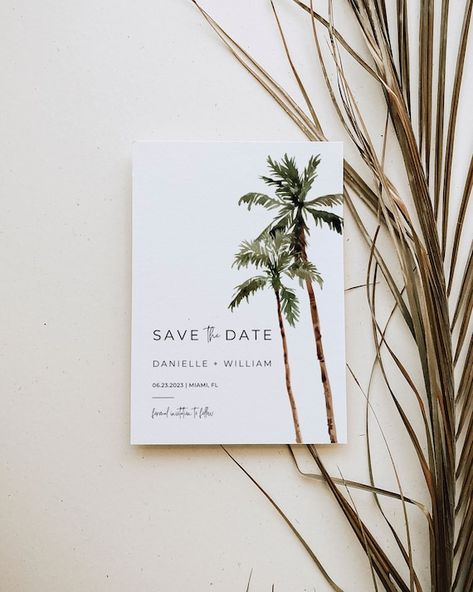 Sabe The Date, Tropical Save The Date, Tropical Bridal Shower Invitations, Tree Invitation, Electronic Save The Date, Beach Bridal Showers, Tropical Bridal Showers, Tropical Bridal, Sunflower Wedding Invitations