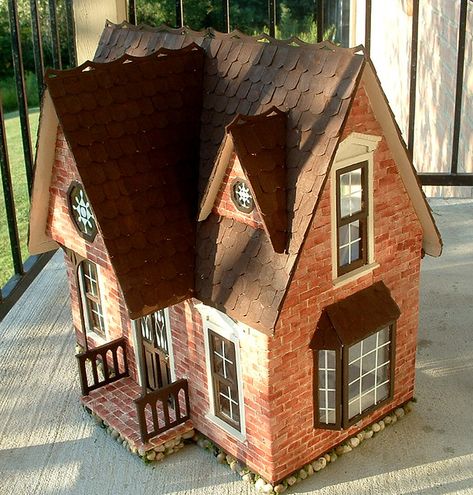 Brick Dollhouse Exterior, Orchid Dollhouse Exterior, Orchid Dollhouse, Brick Finish, Miniature Dollhouses, Orchid House, Miniature Orchids, Dollhouse Ideas, Dolls House Interiors