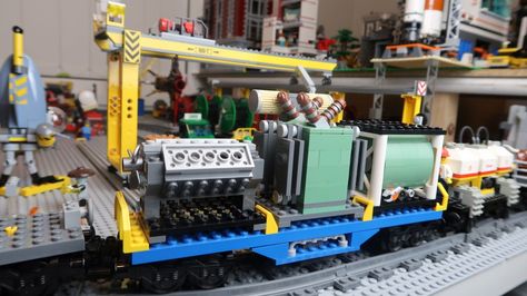 Lego Track, Lego City Train, Lego Train, Train Video, Cargo Container, Lego Trains, Cool Lego Creations, Lego Creator, Custom Lego