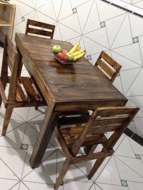 Pallet Furniture Ideas, Wood Pallet Recycling, Pallet Dining Table, Pallet Furniture Designs, Wood Table Diy, Pallet Chair, Pallet Ideas Easy, Wooden Pallet Furniture, Recycled Pallet