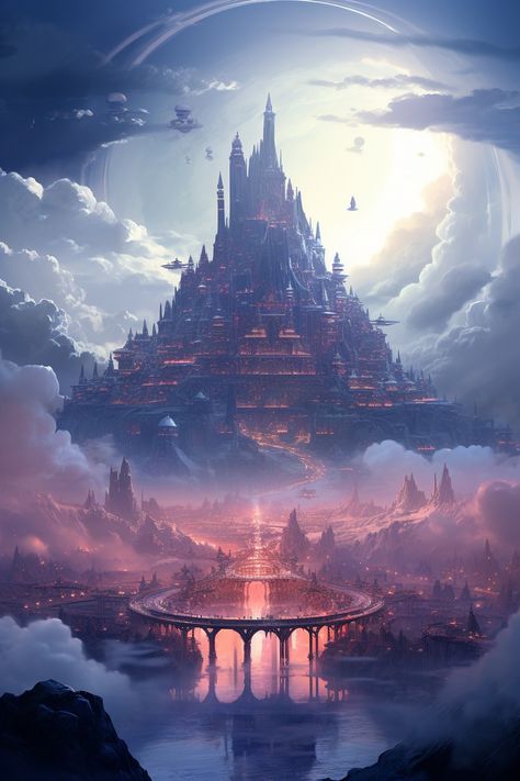 Moon Kingdom Fantasy Art, Science Fiction Architecture, Magitech City, Other World Aesthetic, Fantasy Kingdom Cities, Space Kingdom, Sky Kingdom, Elven City, Art Deco City