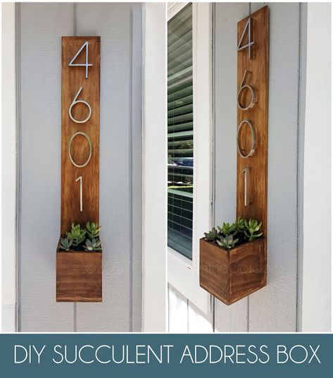 DIY ADDRESS PLANTER BOX - Succulents, Modern Planter Box, Craftsman, Modern Farmhouse, For the Home, Home Sweet Home, Character, Curb Appeal Vertical House Numbers, Do It Yourself Quotes, Woodworking Lamp, Woodworking Desk, Woodworking Basics, Woodworking Box, Woodworking For Kids, Woodworking Table, Address Numbers