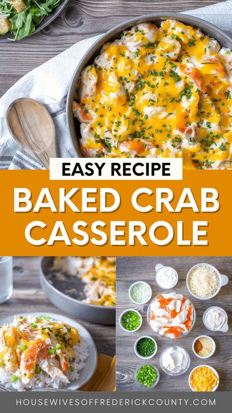 baked crab casserole Easy Crab Meat Recipes, Crab Casserole, Seafood Casserole Recipes, Baked Crab, Seafood Dish Recipes, Crab Meat Recipes, Seafood Bake, Meat Casserole, Creamy Crab