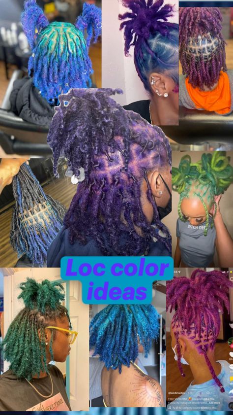 Locs Dye Ideas, Colored Starter Locs, Locs Hair Dye, Loc Hair Color Ideas, Loc Color Ideas, Loc Dye Ideas, Female Locs, Color Locs, Locs Ideas