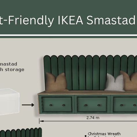 Abbeyfeale Interiors on Instagram: "Hey friends! If you're looking to upgrade your dining area, here's a DIY idea for you: turn 3 of IKEA's Smastad benches into a fabulous bespoke dining seat! To give your dining seat an extra touch of luxury and comfort, I recommend getting some gorgeous velvet upholstered wall panelling. Not only does it add an air of sophistication to your space, but it also provides that soft extra cushioning for your back while you dine. What's more, I suggest using IKEA' Diy Dining Bench Cushion, Smastad Bench, Smastad Ikea, Ikea Bench, Ikea Dining Room, Upholstered Walls, Wall Panelling, Bench Table, Home Repair