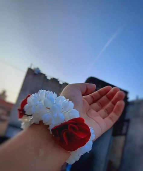 Handmade Bracelet, Bracelet, Flowers, Red, White, Beauty