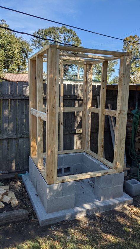 Building A Smokehouse, Diy Smokers How To Build, Wood Smokers Homemade, Building A Smoker, How To Build A Smokehouse, Cold Smoker Diy, Diy Smoker How To Build, Cinder Block Smoker, Diy Smokehouse