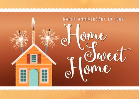 Happy House Anniversary From Realtor with Candle and Sparklers card #Ad , #Sponsored, #Anniversary, #House, #Happy, #Realtor Happy House Anniversary, Happy Home Anniversary, House Anniversary, Realtor Cards, Typography Hand Drawn, Happy House, Free Ecards, House Illustration, Custom House