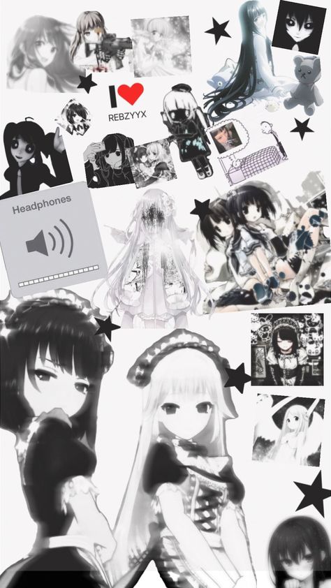 #meuprimeiroshuffle #myfirstshuffle Emo Scene Aesthetic, Cybergoth Anime, Scene Aesthetic, Goth Wallpaper, Collage Phone Case, Iphone Wallpaper Themes, Anime Monochrome, Emo Scene, Cute Anime Wallpaper