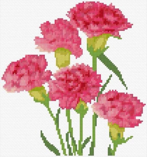 Carnations|17|4847|x-stitch|10 Free Patterns Online Carnation Cross Stitch, Cross Stitch Calculator, Flower Cross Stitch Pattern, Crochet Angel Pattern, Rose Cross Stitch Pattern, Flower Cross Stitch, Cross Stitch Border Pattern, Floral Cross Stitch Pattern, Cross Stitch Freebies