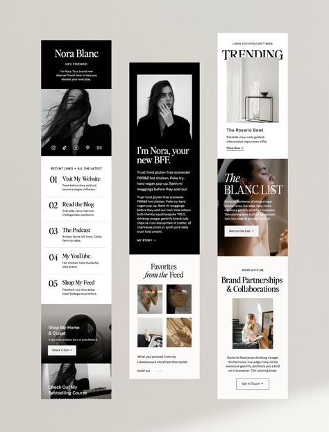 Level up your #linkinbio! Our Instagram Links / Landing pages are built for a killer first impression. Much more than a links page, they’re a simplified, upscale, full-on online experience for your brand. Available in 7 different styles — tailored within minutes. Brand Concept Presentation, Website Product Page Design, Webpage Design Layout, Outfit Homme, Webpage Design, Link Design, Free Social Media, Media Company, Web Layout Design