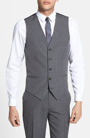 Topman Skinny Fit Grey Vest Classic Fitted Gray Vest, Groom Vest Gray, Fitted Gray Vest, Classic Gray Formal Vest, Grey Suit Vest, Father Of The Bride Attire, Man Vest, Men Vest, Guys Style