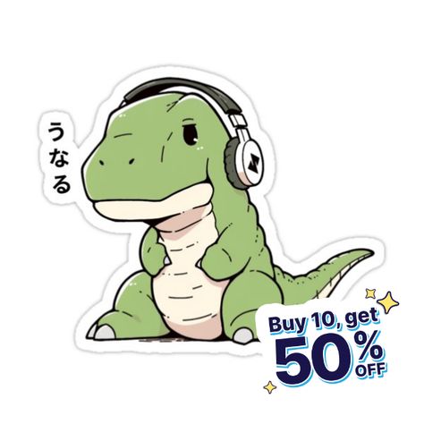 Decorate laptops, Hydro Flasks, cars and more with removable kiss-cut, vinyl decal stickers. Glossy, matte, and transparent options in various sizes. Super durable and water-resistant. T-rex and headset Dinosaur With Headphones, Headphones Sticker, Cute T Rex, Cute Dinosaur, T Rex, Headset, Decorate Laptops, Kiss Cut, Vinyl Decal Stickers