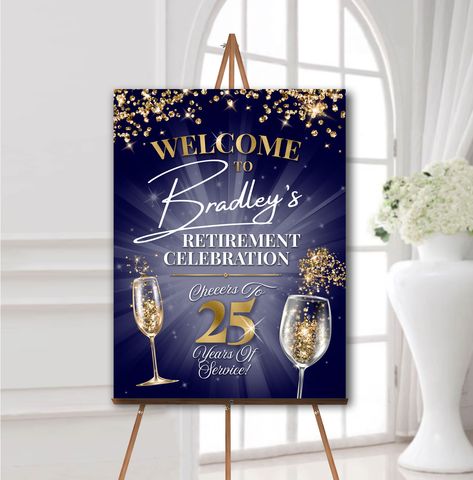 Retirement Party Sign, Foam Board Sign, Retirement Party Decorations, Retirement Celebration, Party Welcome Sign, Party Sign, Retirement Party, Foam Board, Black And Silver