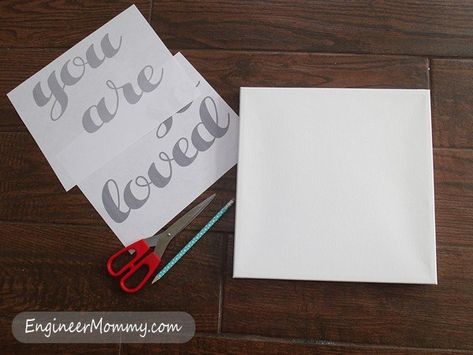 DIY Art {and How to Transfer Text to Canvas} Wax Paper Crafts, Nursery Room Diy, Decorative Mesh Wreaths, Christmas Fonts Free, Computer Font, Wood Wall Art Diy, Diy Nightstand, Diy Canvas Wall Art, Magazine Crafts