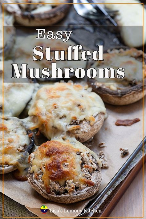 Easy stuffed mushrooms Stuffed Mushrooms With Mozzarella Cheese, Mozzarella Stuffed Mushrooms, Recipe For Stuffed Mushrooms, Easy Stuffed Mushrooms, Easy Stuffed Mushroom Recipe, Stuffed Mushrooms Easy, Portabella Mushrooms, Dips Recipes, Best Lunch Recipes