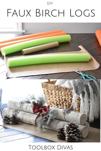 Easy Farmhouse Crafts Diy, Christmas Decor Ideas With Cricut, Christmas Decorating Outside Of House, Simple Rustic Christmas Decor Diy, Crafts With Pool Noodles Diy, Diy Christmas Decor To Make And Sell, Dollar General Christmas Crafts Diy, Diy Santa Decor, Faux Birch Logs Diy