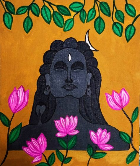 Funny Rangoli, Mahadev Rangoli Designs, Adiyogi Painting, Shiva Rangoli, Shivaratri Rangoli, God Rangoli, Ready Rangoli, Ganpati Rangoli, Simple Flower Rangoli