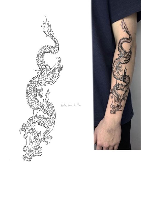 #aesthetic #dragontattoo #dragon #dragontattoodesigns Dragon Tattoo Forearm, Dragon Hand Tattoo, Dragon Tattoo Stencil, Dragon Tattoo Arm, Dragon Tattoos For Men, Tato Naga, Simple Tattoos For Guys, Chinese Dragon Tattoos, Dragon Sleeve Tattoos