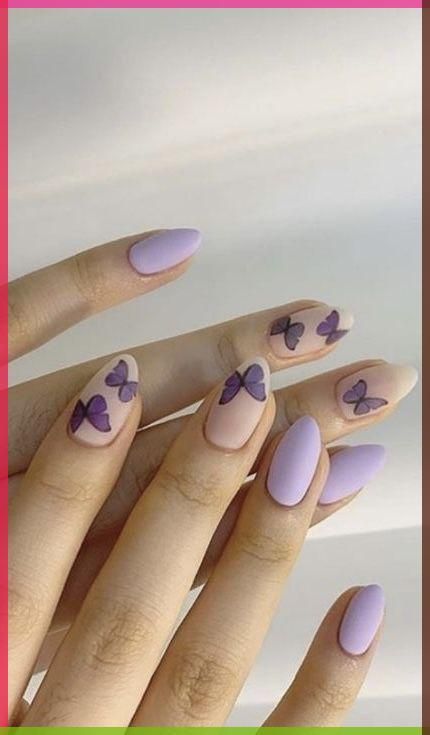 #NailArt #NailDesigns #NailInspiration #NailGoals #NailTrends #NailObsessed #NailAddict #NailPolish #NailCare #NailGoals Lilac Nails Design Butterfly, Purple Butterfly Nails, Finger Biting, Birmingham City University, Creative Nail Art, Purple Glitter Nails, Lilac Nails, Hello Nails, Lavender Nails