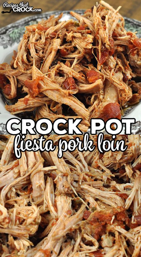 This Fiesta Crock Pot Pork Loin is super quick to put together and gives you a delicious pork loin that can be served a variety of ways! Pork Loin Roast In Crockpot, Porkloin Crockpot Recipes, Pork Loun, Crock Pot Pork Loin, Boneless Pork Loin Recipes, Pork Loin Crock Pot Recipes, Loin Recipes, Beef Loin, Crockpot Pork Loin