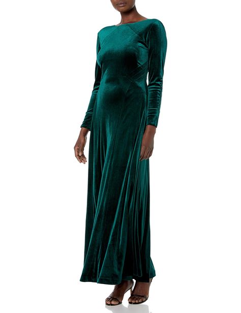 Tahari ASL Womens Hunter Green Green Velvet Dress Long, Long Dress Bridesmaid, Velvet Long Dress, Dress New Year, Velvet Bridesmaid Dress, Velvet Formal Dress, New Year Dress, Velvet Evening Gown, Velvet Evening Dress