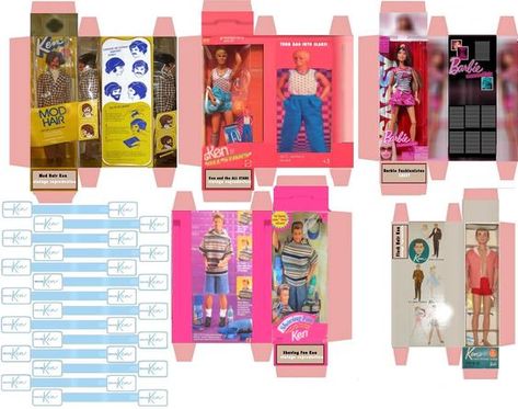 Doll Printies | Toy Dolls Ken And Barbie, Printable Boxes, Mini Printables, Diy Barbie House, Printable Toys, Accessoires Barbie, Dolls House Shop, Barbie Printables, Barbie Miniatures