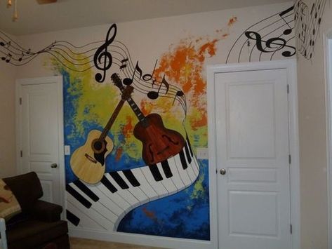 Music Mural, Music Classroom Decor, Art Musical, Kids Room Murals, School Wall Art, Music Room Decor, School Murals, Music Painting, Wall Paint Designs