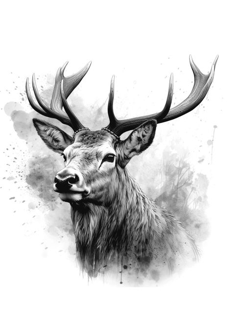 Geometric Elk Tattoo, Stag Drawing, Stag Tattoo Design, Elk Drawing, Widder Tattoo, Elk Tattoo, Deer Portrait, Elk Pictures, Deer Tattoo Designs