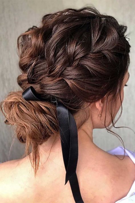 Easy Updos For Long Hair ★ Quick Braid Styles, Fancy Ponytail, Easy Braid Styles, Loose Bun, Sleek Braided Ponytail, Easy Updos For Long Hair, Easy Braided Hairstyles, Braided Chignon, Casual Braids