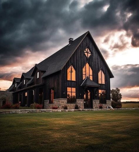 Color Houses Exterior, House Exterior Renovation, House Exterior Remodel, Home Aesthetic Modern, Gothic House Exterior, Housing Exterior, Modern Home Aesthetic, Shared House, Gothic Farmhouse