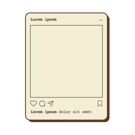 Social media photo frame template with place for text. Camera app with retro aesthetic design. Picture post with like, share and comment icon. Vintage camera preset application. Vector illustration. Aesthetic Frames Template Vintage, Text Template Aesthetic, Frame Border Design Aesthetic, Comment Icon, Camera Template, Camera Border, Social Media Frame, Photo Frame Template, Social Media Photo