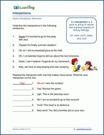 Interjections Worksheet, Word Problem, Free Kindergarten Worksheets, Verb Worksheets, Word Problem Worksheets, Learning Worksheets, 1st Grade Worksheets, Grammar Lessons, Interesting Topics