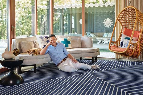 Jonathan Adler on His New Ruggable Rug Collection | The Ruggable Blog Ruggable Jonathan Adler Inkdrop, Jonathan Adler Rug Living Rooms, Ruggable Jonathan Adler, Jonathan Adler Rug, Jonathan Adler Ruggable, Ruggable Blog, Jonathan Adler Living Room, Palm Springs Landscaping, Tv Lounge