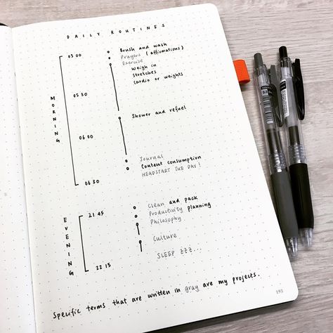 #planwithmechallenge Day 6 Health, Daily Routines  For this layout, I took… Minimalist Bullet Journal Layout, Notes Taking, Bullet Journal Minimalist, Bullet Journal Aesthetic, Bullet Journal Notebook, Bullet Journal Writing, Journal Aesthetic, Bullet Journal Art, Bullet Journal Spread