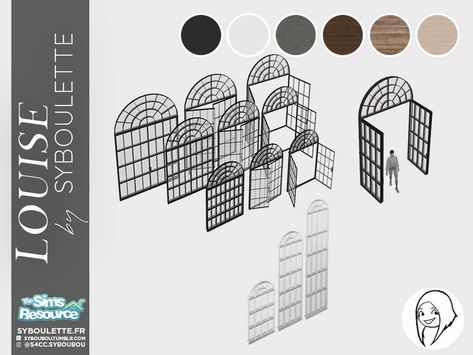 The Sims Resource - Patreon Early Release - Louise set - Part 1 Cc Furniture, Sims 4 Bedroom, Sims 4 Cc Furniture, Sims Hair, Classic Outdoor, Doors And Windows, Sims 4 Build, Sims Community, Window Door