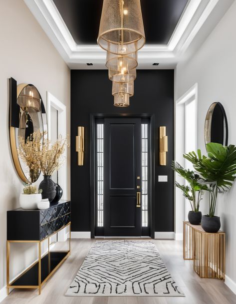 49 Inspiring Entrance Hall Ideas to Elevate Your Home's First Impression Entrance Hall Closet Ideas, Entrance Hall Mirror Ideas, Small Entryway Room Ideas, Entryway Ideas Black Wall, Entrance Living Room Ideas Front Entry, Entry Hall Wall Ideas, Black Entryway Accent Wall, Entry Foyer Flooring Ideas, High End Entryway