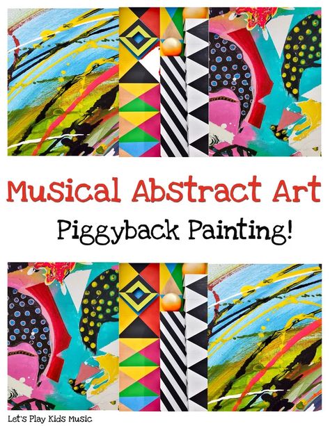 This Musical Abstract Art is a fun piggyback painting activity to encourages listening and creativity and helps kids connect with the music. Pre K Music Crafts, Painting To Music Preschool, Elementary Music Art Projects, Painting To Music, Preschool Art Lessons, Easy Kids Art Projects, Music Art Painting, Art Activity For Kids, Preschool Music Activities