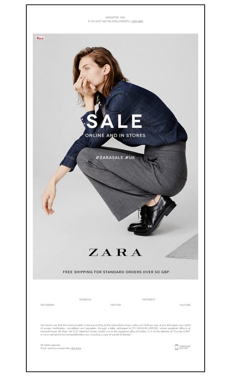 Zara Sale Online and in store Email Zara Sale Poster, Zara Newsletter, Fashion Newsletter Design, Fashion Lookbook Design, Sale Newsletter, Zara Clothing, Lookbook Design, Zara Sale, Edm Fashion