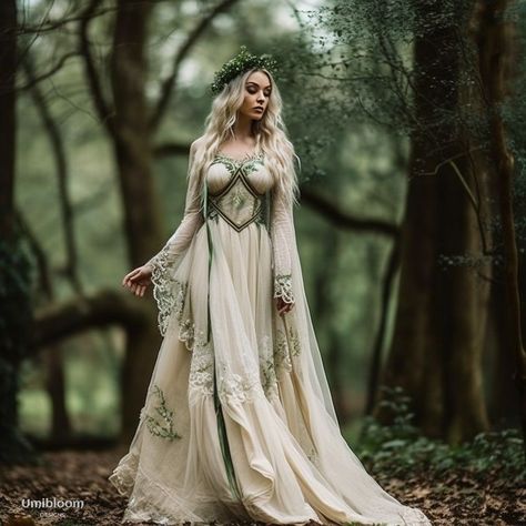 Norse Inspired Wedding Dress, Satin Silk Butterfly Goddess Fairy Dress Gown, Forest Green Wedding Dress, Forest Fairy Wedding Dress, Elf Wedding Dress, Elvish Wedding Dress, Enchanted Forest Wedding Dress, Pagan Wedding Dresses, Viking Wedding Dress