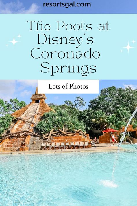 Preview photos of the pool at Disney's Coronado Springs. Coronado Springs Disney World, Pool Water Slide, Large Hot Tub, Coronado Springs Resort, Coronado Springs, The Lost City, Disney Orlando, Resort Pools, World Water