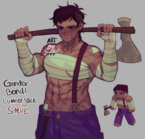 Iron Golem Minecraft Fan Art, Minecraft Steve Fanart, Alex Minecraft Fanart, Steve Minecraft Fanart, Lumberjack Art, Minecraft Oc, Noxus League Of Legends, Minecraft Comics, Tomboy Art