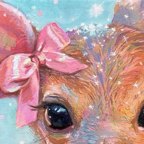 Coquette Animals Painting, Painting Ideas Coquette, Wallpapers For Winter, Pink Christmas Painting, Coquette Painting Ideas, Painting Ideas Winter, Painting Ideas Animals, Christmas Deer Illustration, Cute Animal Paintings