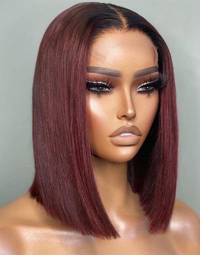 Auburn Hairstyles, Pretty Wigs, Lace Closure Bob, Colored Bobs, Ombre Burgundy, Wig Collection, Hair Care Oil, Hair Color Burgundy, Straight Wigs