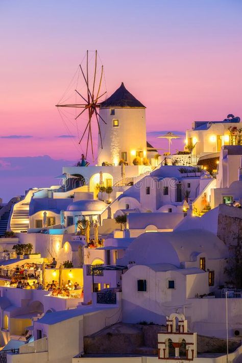 Oia village, Santorini, Greece. Vacation. View of traditional houses in Santorini. stock photos Sunrise Background, Oia Santorini, Holiday Hotel, Greece Vacation, Romantic Holiday, Traditional Houses, Luxury Cruise, Santorini Greece, Rooftops