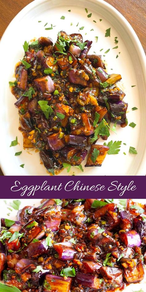 Asian Style Eggplant Recipes, Eggplant Recipes Chinese Style, Chinese Eggplant Recipes Healthy, Eggplant Chinese Style, Chinese Style Eggplant, Garlic Eggplant Chinese, Eggplant Chinese Recipe, Eggplant Asian Recipes, Japanese Eggplant Recipe Easy