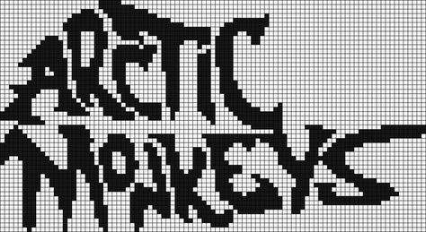 Crochet Alpha Patterns Free, Arctic Monkeys Bracelet Pattern, Mitski Alpha Pattern, Arctic Monkeys Grid Pattern, Arctic Monkeys Alpha Pattern, Alpha Grids Crochet, Pixel Crochet Pattern Charts, Alpha Pattern Crochet, Grunge Alpha Pattern