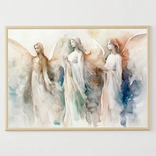 PrintiFineArt - Etsy Украина Angels Watercolor, Angel Paintings, Three Angels, Angels Art, Watercolor Angel, Angel Posters, Art Papillon, Angel Wall Art, Butterfly Art Painting