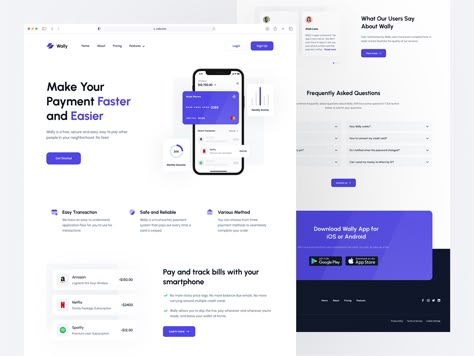 Wally - Landing Page App Landing Page Design, Learning Website Design, Ui Landing Page, Social App Design, Startup Design, Gift Voucher Design, Landing Page Inspiration, Voucher Design, Landing Page Design Inspiration