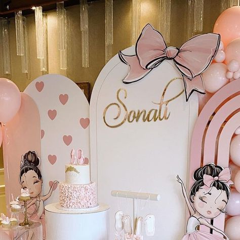 CONFETTI & CHAMPAGNE 🥂 on Instagram: "Sonali’s 1st Ballet 🩰- an event by @table.matters Design, Concept, Styling, Set up, Props, Backdrops, Kids Tables, Florals: @table.matters Balloon Garland & Helium Balloons: @c2events_ .. #ballerinabirthdayparty #ballerinatheme #ballerinathemedparty #kidspartyideas #kidspartyinspo #balloongarland #balloongarlandtoronto #torontoballoonstylist #ballettheme" Ballerina Backdrop Ideas, Ballerina Party Backdrop, Ballerina Backdrop, Ballerina Party Theme, Halloween Promotion, Ballerina Party Decorations, Kids Tables, Halloween Promotions, Ballerina Baby Showers